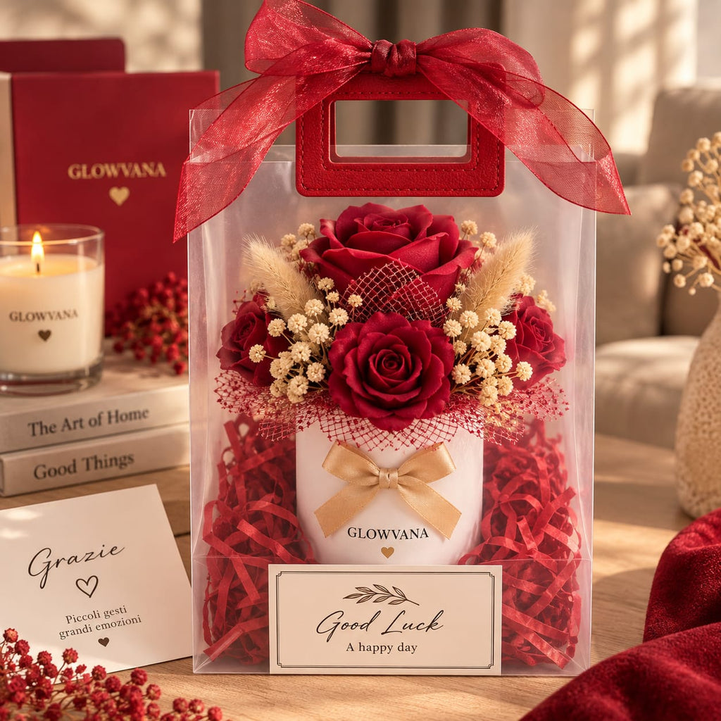 Mini Bouquet di Fiore in Cera Rosa/ GLOWVANA