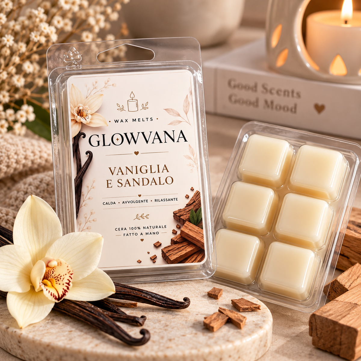 Wax Melts Vaniglia e Sandalo – 87 g | Glowvana