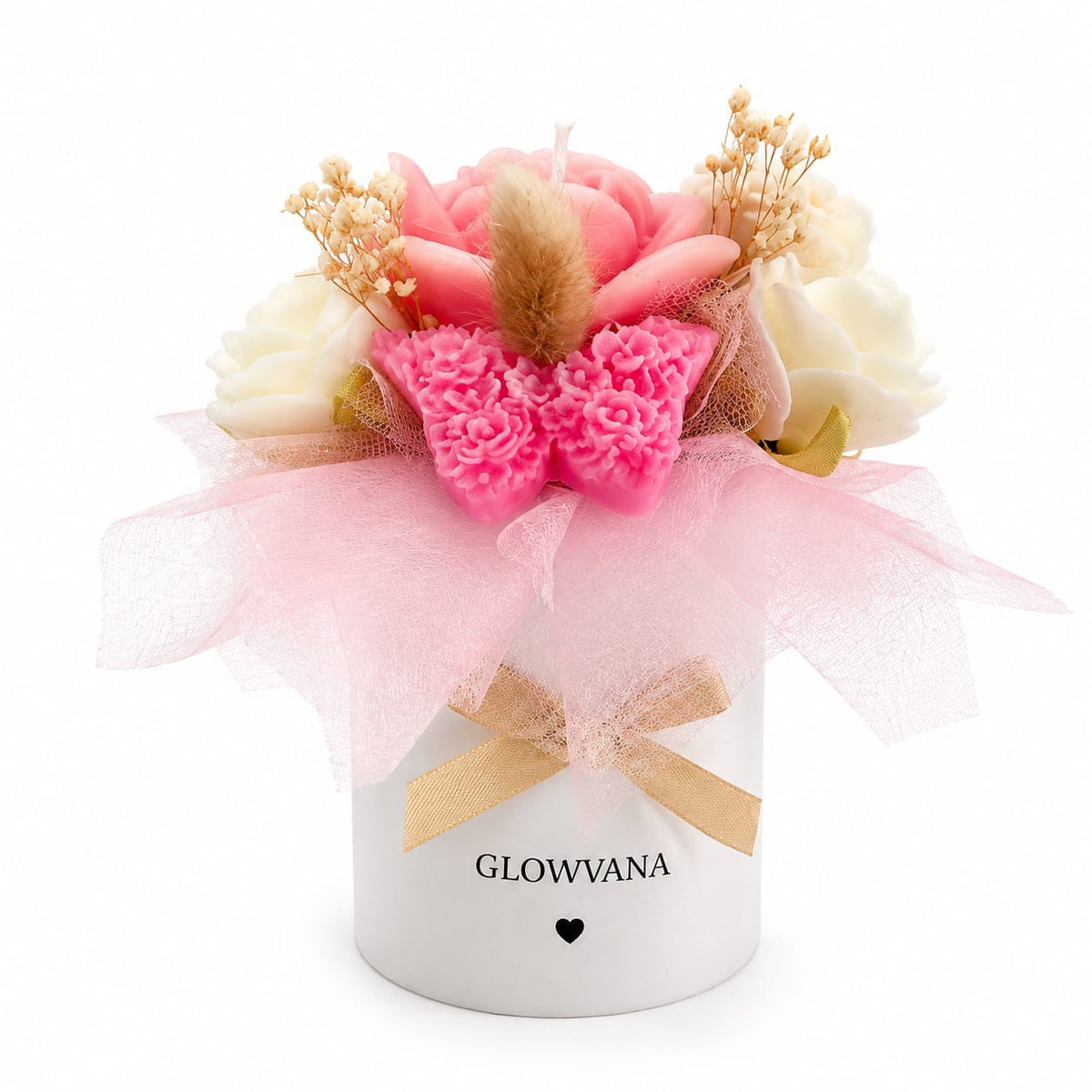 Mini Bouquet di Fiore in Cera Rosa/ GLOWVANA